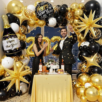 Black and Gold White Balloons Garland Arch Kit - Image 6