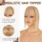 Rich Choices Real Human Hair Toppers for Women With Bang 100% Remy Human Hair Topper for Thinning Hair Clip in Silk Base Hair Topper 12 Inch #12P613 Golden Brown Mix Bleach Blonde