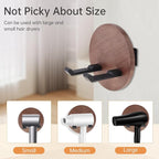 Wall Mounted Hair Dryer Holder, 5.1 Inch Round Shape Walnut Wood Shelf Aluminum Hairdryer Holder,Bathroom Hair Dryer Stand Drill Install (Round Shape Walnut Wood, 1)