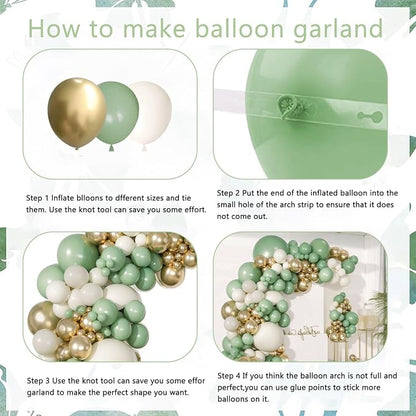 Sage Green Gold Balloon Arch Kit, Sand White, Metallic Gold | Latex Balloons - Image 3