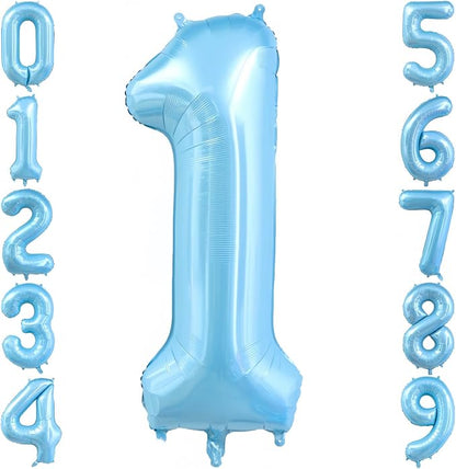 Pastel Blue 1 Balloon Number, Light Blue 1 Balloons by BBPOOL
