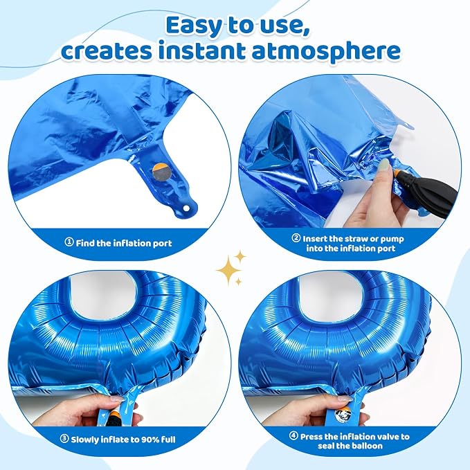 Blue HOME Balloons, 40 Inch HOME Letter Balloons Blue Home Balloon Banner - Image 3