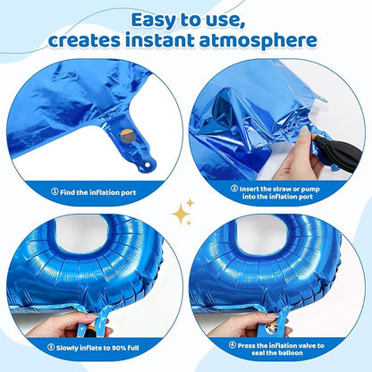 Blue HOME Balloons, 40 Inch HOME Letter Balloons Blue Home Balloon Banner - Image 3