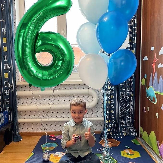 TONIFUL 40 Inch Dark Green Number 6 Balloons Large Foil 6th Birthday Decor | - Image 3