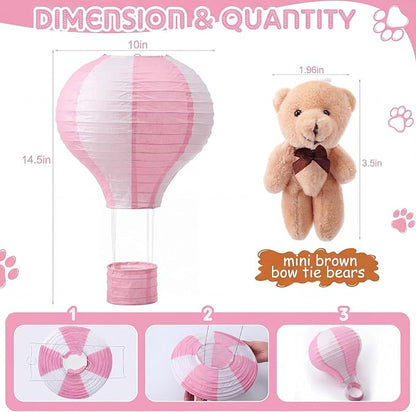 Gemscream 12 Sets Baby Shower Decor Bear Hot Air Balloon Table Centerpieces DIY - Image 2