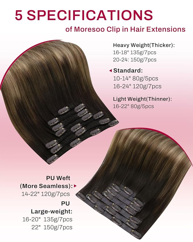 Moresoo Brown to Blonde Clip in Hair Extensions Ombre Human Hair Clip in Extensions Straight Balayage Hair Extensions for Women Ombre Dark to Ash Brown with Dark Blonde for Short 5pcs 80g 10inch