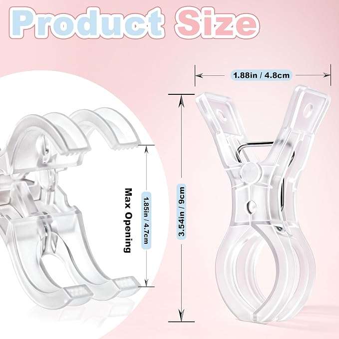 10 Pack Clear Backdrop Clips for Balloon Arch, 3.5" Spring Clamps | No-Slip Grip - Image 2