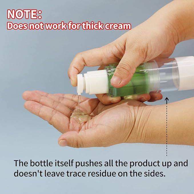 LONGWAY 2.7Oz 80ml Clear Airless Cosmetic Cream Pump Bottle Travel Size Dispenser Refillable Containers/Foundation Travel Pump Bottle for Shampoo (Pack of 6)
