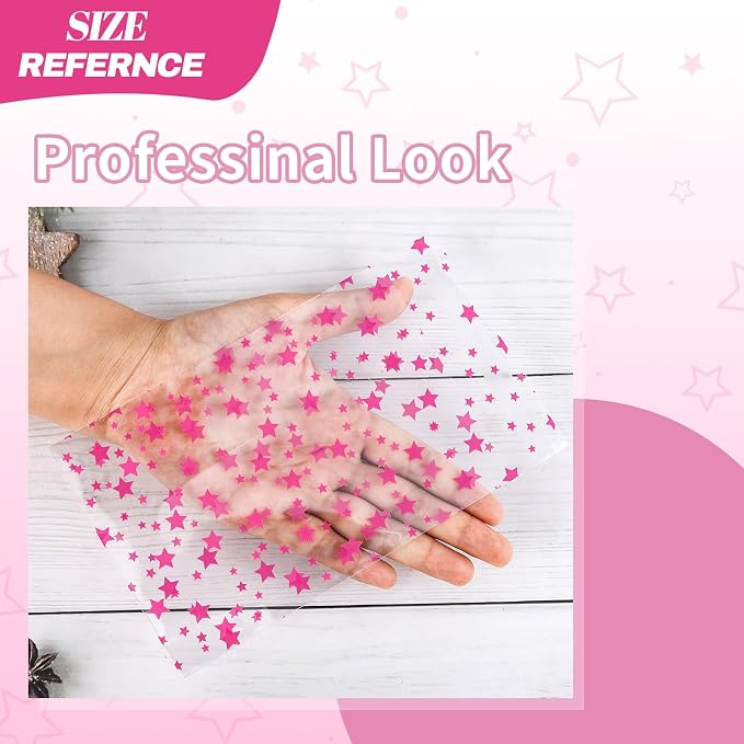 COQOFA 100 Pcs Star Printed Sealable Gift Wrap Cello Cellophane Bags Self - Image 7
