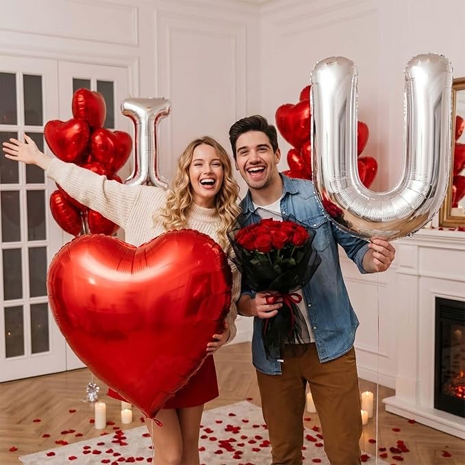 I Love You Balloons red silver balloon heart Little Bear mylar balloons red - Image 4