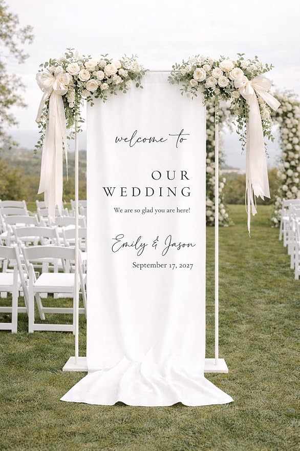 Personalized Fabric Wedding Welcome Sign, Linen Wedding Welcome Sign Cotton by Custom