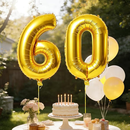 40 Inch Number 60 Balloons for 60th Birthday Party Decorations, 0-100 Gold - Image 3