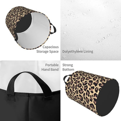 Leopard Print Animal Cheetah Round Laundry Hamper Storage Basket Toys Clothes - Image 3