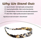 Acetate Hairbands for Women - Non-Slip Thin Headbands with Teeth, Eyewear-Friendly Design, 90s Retro Hair Accessories, No Pressure & No Headache Sunglasses Headband (Leopard print)