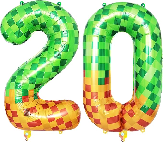 40 Inch Pixel Foil Number 20 Balloon by TNCDJKPA