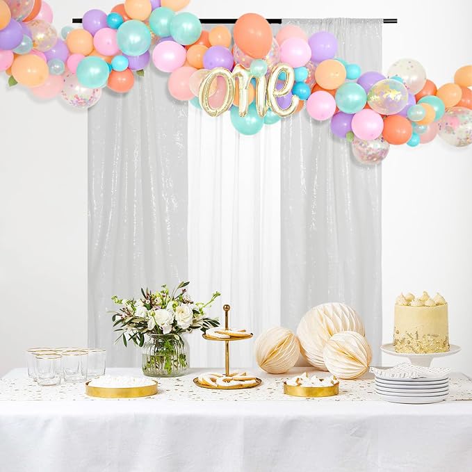 PartyDelight White Sequin Backdrop Curtains 2x8ft 2 Panels | Sparkly 3mm sequins - Image 6