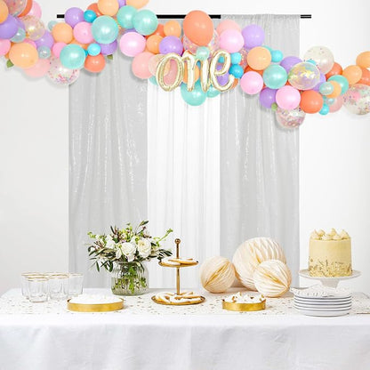 PartyDelight White Sequin Backdrop Curtains 2x8ft 2 Panels | Sparkly 3mm sequins - Image 6