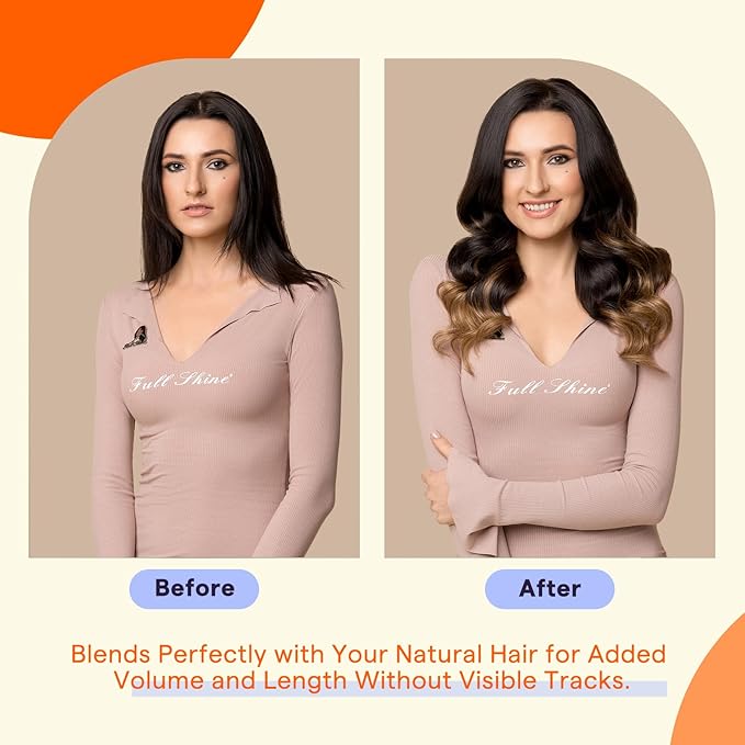 Full Shine Hair Extensions Real Human Hair Tape in Color 1B Dark Roots Fading to 6 and 27 Honey Blonde Straight Soft Tape Ins Human Hair Extensions 22 Inch Invisible Balayage Hair 50g 20PCS for Party