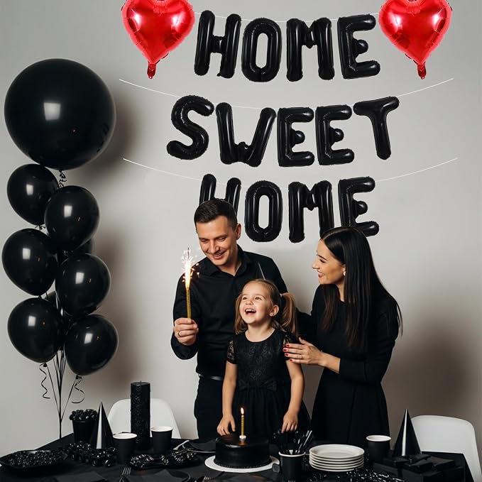 TONIFUL 16 Inch Black HOME SWEET HOME Letter Balloon Decor - Image 3