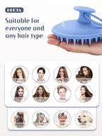 HEETA Scalp Massager Shampoo Brush with Silicone Bristles for Dandruff Removal Scalp Care & Hair Growth, Scalp Scrubber for All Hair Types, Head Massager Stress Relax, Upgraded Large Design,Blue