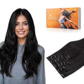 DOORES Hair Extensions Clip in Human Hair Natural Black Straight 22 Inch 7pcs 120g Clip in Human Hair Extensions Natural Straight Weft