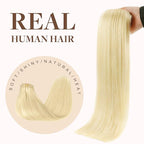 GOO GOO Clip in Hair Extensions Real Human Hair, Remy Human Hair Extensions Clip ins for Women, Natural Human Hair, 20inch 150g 7Pcs, 613R Bleach Blonde