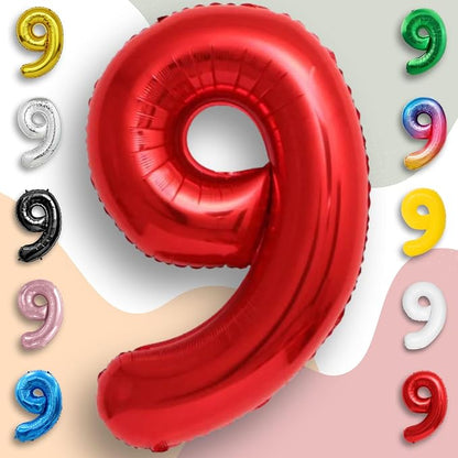 Red Number Balloon 9 Mylar Foil Balloons 16 inch - Image 5