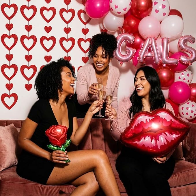 Galentines Day Party Decorations hot pink and pink Balloon Arch Garland Kit - Image 3