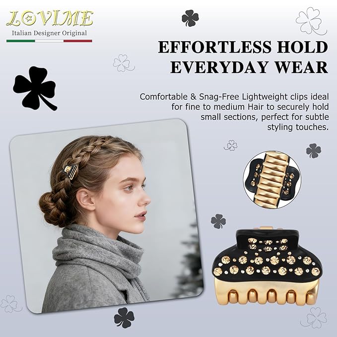2026 Premium Durable Hair Claw Clip for Women, Original Italian Designed Strong Grip Hair Clips for Normal Fine Thin Hair, No Slip Jaw Clips with Gift Box for Christmas Birthday Girls, 1.2 Inch Black