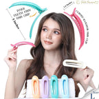 RC ROCHE 6 Pcs Flat Claw Hair Clips for Women Alligator French Barrette Long Thick Hair Duckbill Curved No Slip Grip Lay Flat Side Slide Firm Classic Styling, Large Pastel