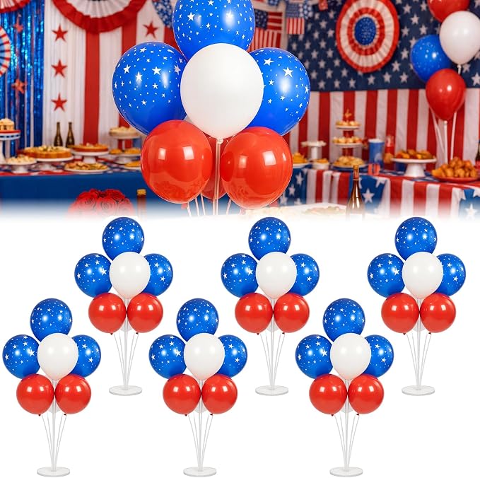 6pcs American Flag Balloon Stands Kit Table Centerpiece Table Decorations by Unknown