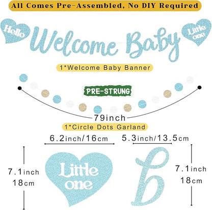 Dusty Blue Baby Shower Decorations Boy, Pre-Strung, Honeycomb Balls, Paper - Image 3
