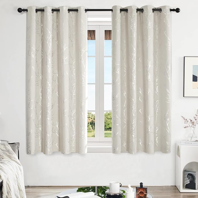 Deconovo Blackout Curtains, Light Beige Thermal Grommet Drapes, Energy Saving - Image 2