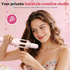7 in 1 Automatic Curling Iron Interchangeable Barrels -0.5",1", 1.25", 1.5" Curling Wand, Hair Crimper & Straightening Brush,& Rotating Curler, 300M Negative Ions & Dual Voltage, Home & Travel