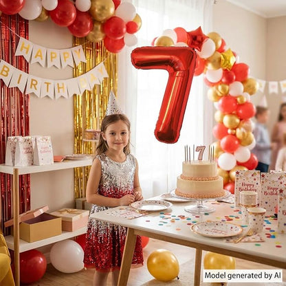 Red Number 7 Balloon 40 Inch, Foil Numeral - Image 2