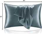 BEDELITE Satin Pillowcase for Hair and Skin, Super Soft and Cooling Similar to Silk Pillow Cases 2 Pack with Envelope Closure, Gift for Women Men(20"x30" Queen Size, Space Grey)