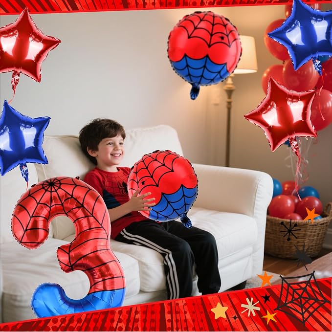 40 Inch Spider Theme Number Balloon, Number Block Foil Number 3 Balloons Large - Image 4