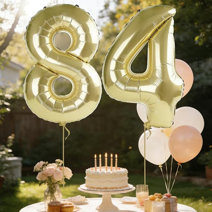 40 Inch Number 84 Balloons for 84th Birthday Party Decorations, 0-100 Champagne - Image 3