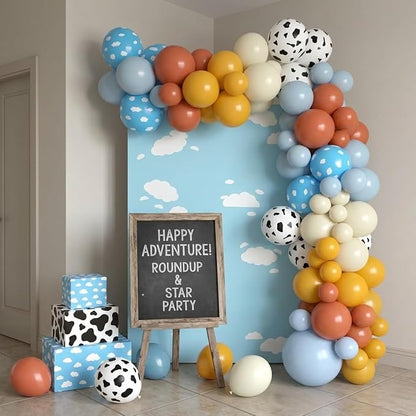 60pcs Cow Print Balloons, Farm Cow Balloons, Dusty Blue Yellow White Balloon - Image 4