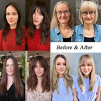 Clip in Bangs Jet Black Color 100% Real Human Hair Wispy Clip on Bangs Extensions Fringe with Temples Hairpieces for Women