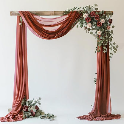 Wedding Arch Draping Fabric Backdrop Drapes 28.7"x 20FT, Terracotta | Sheer by Wokceer