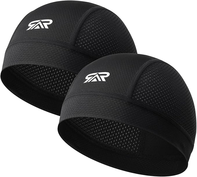 SUNMECI 2 Pcs Cooling Breathable Mesh Skull Cap for Men Women Lightweight Quick Dry Cycling Moto Helmet Hard Hat Liner