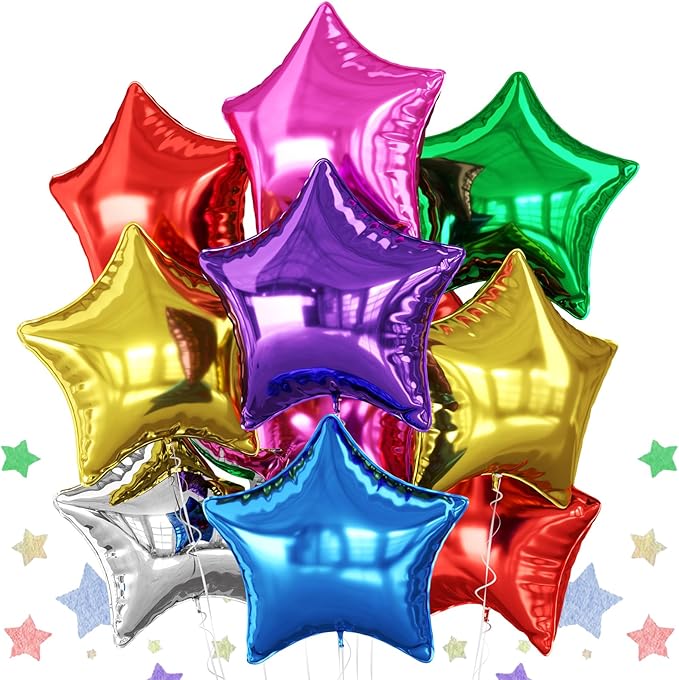 Biapian Colorful Star Foil Balloons, 18 Inch Multicolor Stars Balloons Aluminum by BIAPIAN