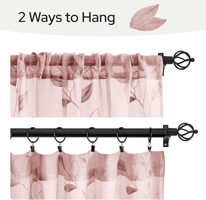 HOMEIDEAS Blush Pink Sheer Kitchen Curtains 30 X 36 Inch Length 2 Panels - Image 6