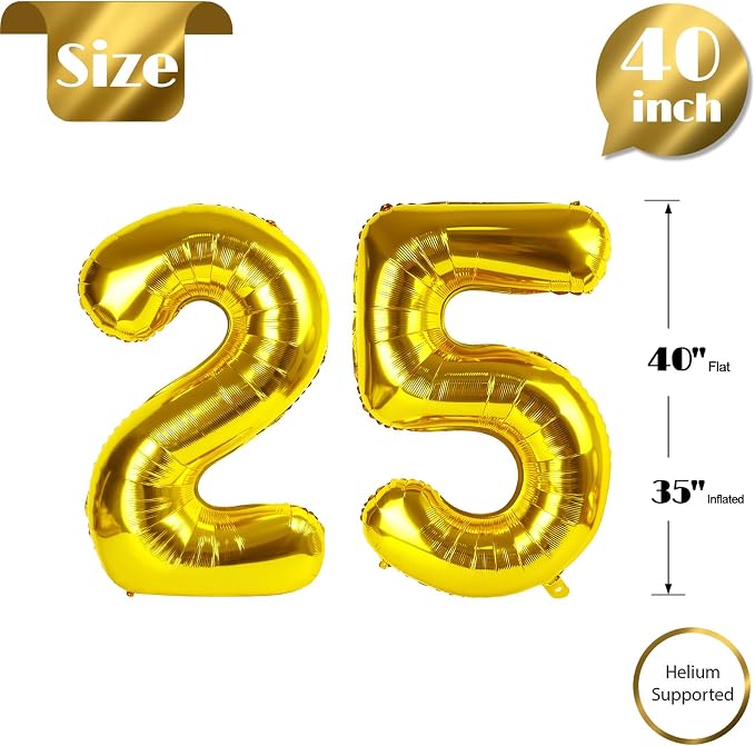 Gold Number 25 Balloon 40 Inch - Image 5
