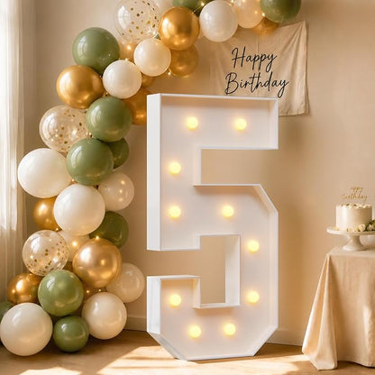 4FT Light Up Marquee Number 5 Warm White Light | Party Decor by Letsmakeitimpressive
