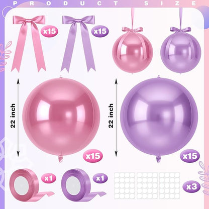 Jenaai 30 Set Round Foil Balloons Bulk 22 Inch 4d Metallic Giant Balloons Set - Image 2
