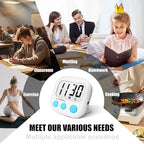 12 Pack Digital Kitchen Timers for Cooking Magnetic Timer for Cooking Loud Alarm White