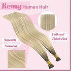 YoungSee I Tip Hair Extensions Ombre I Tips Hair Extensions Real Human Hair Ombre Ash Blonde to Platinum Blonde Itips Human Hair Extension 16In 80s 50g Balayage Tip Hair Extension for All Styles