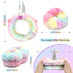 Face Wash Headband Set With Wrist Bands and Hair Scrunchie - Cute Rainbow Elastic Spa Hair Bands for Washing Face, Makeup, Skincare